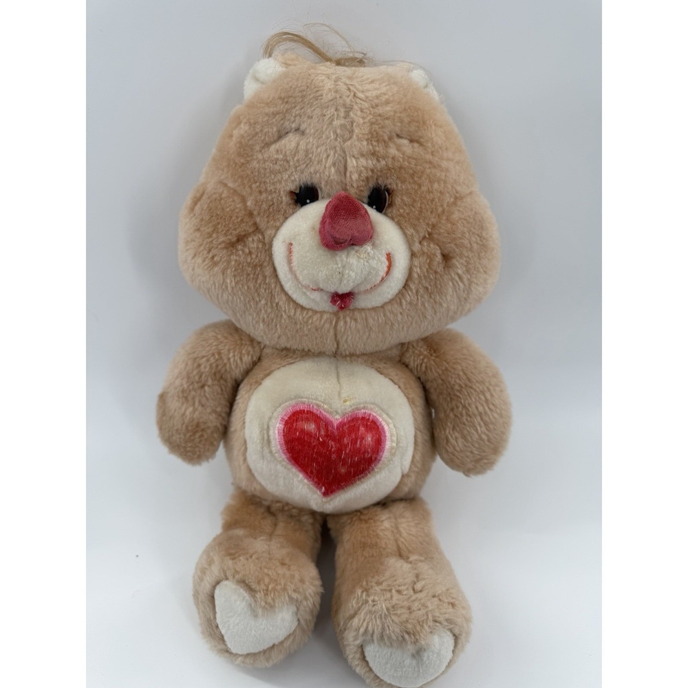 Vintage Care Bears Tenderheart Bear Brown Plush Heart 13" Kenner 1983